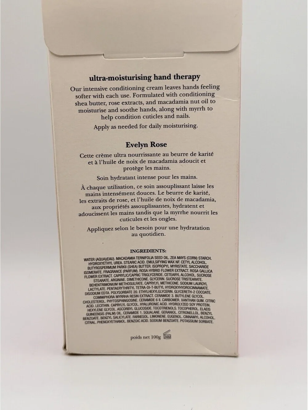 Crabtree & Evelyn Evelyn Rose Hand Therapy Cream Full Size 3.5oz 100g New